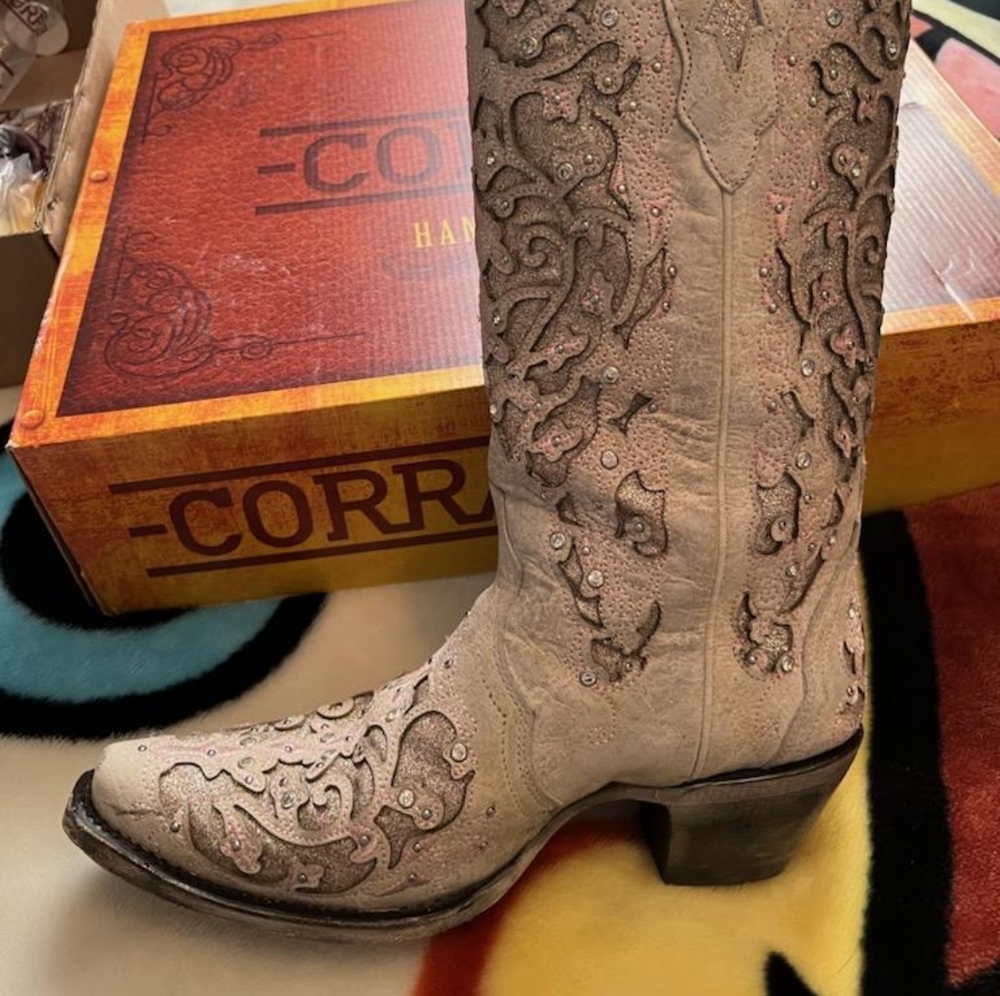 Wedding style rose gold cowboy boots